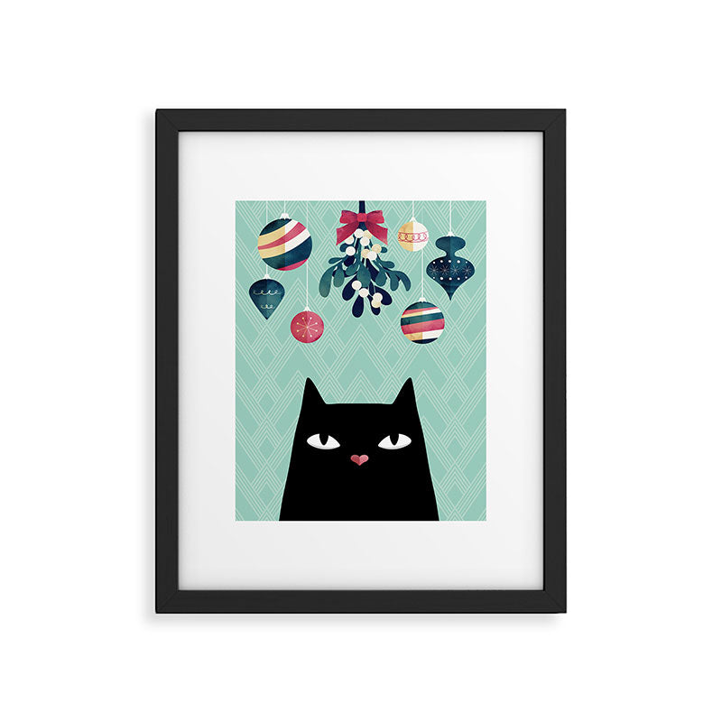 Mistletoe? (Black Cat) Framed Art Print Gallery Image 6