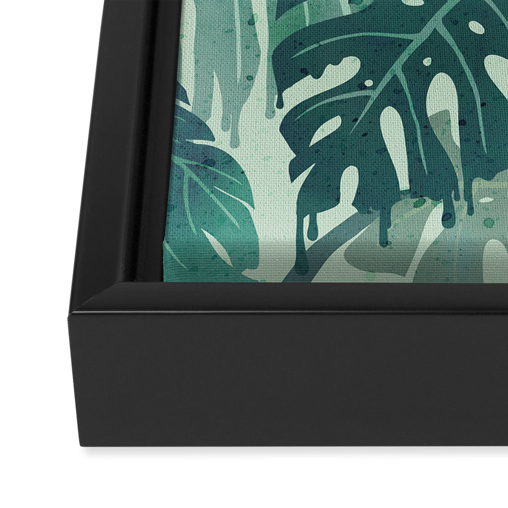 Monstera Melt (in Green) Framed Canvas Print Gallery Image 3