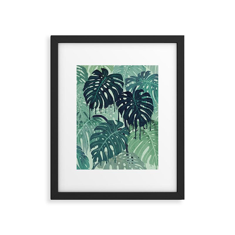 Monstera Melt (in Green) Framed Art Print Gallery Image 5
