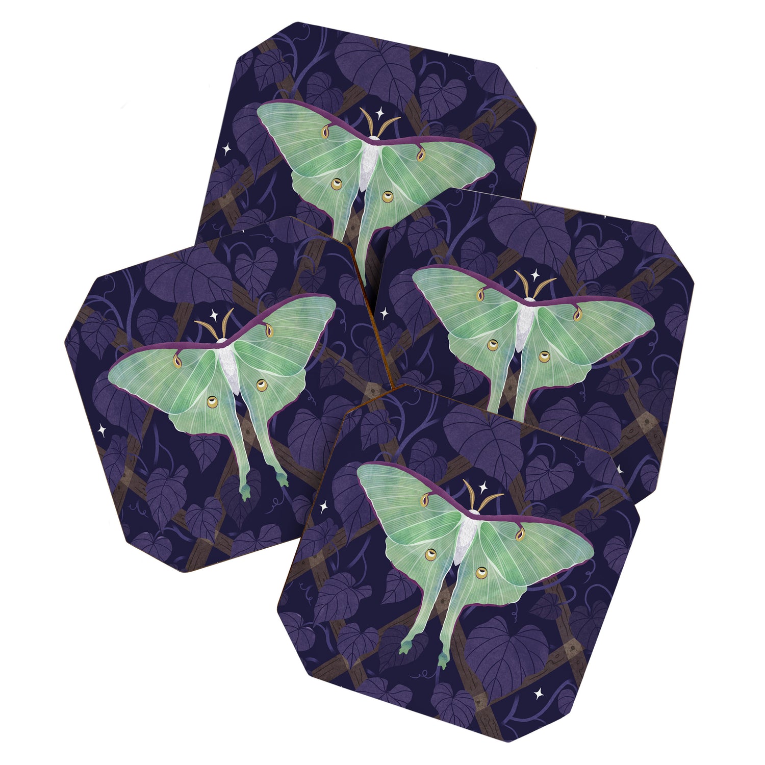 Night Trellis (Luna Moth) Coaster Gallery Image 1