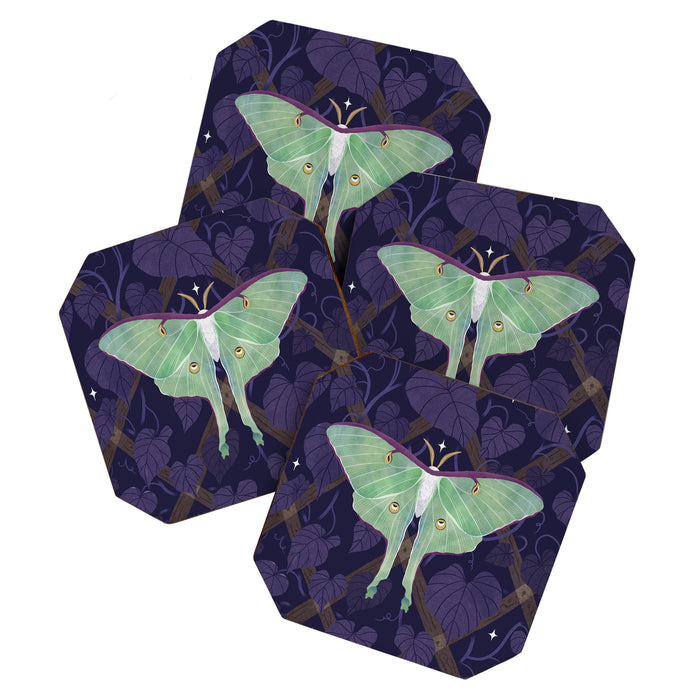 Night Trellis (Luna Moth) Coaster Gallery Image 1