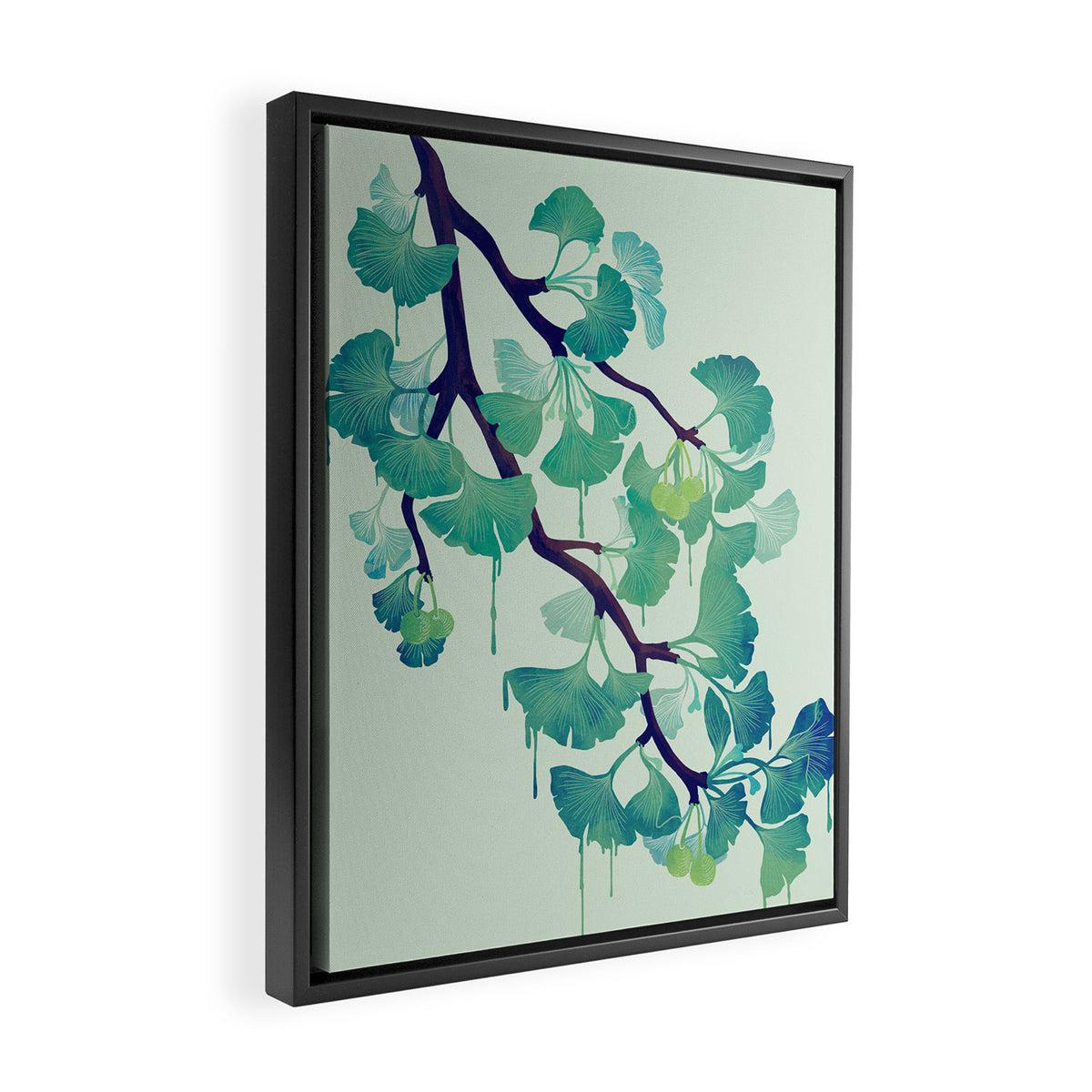 O Ginkgo (in Green) Framed Canvas Print Gallery Image 2