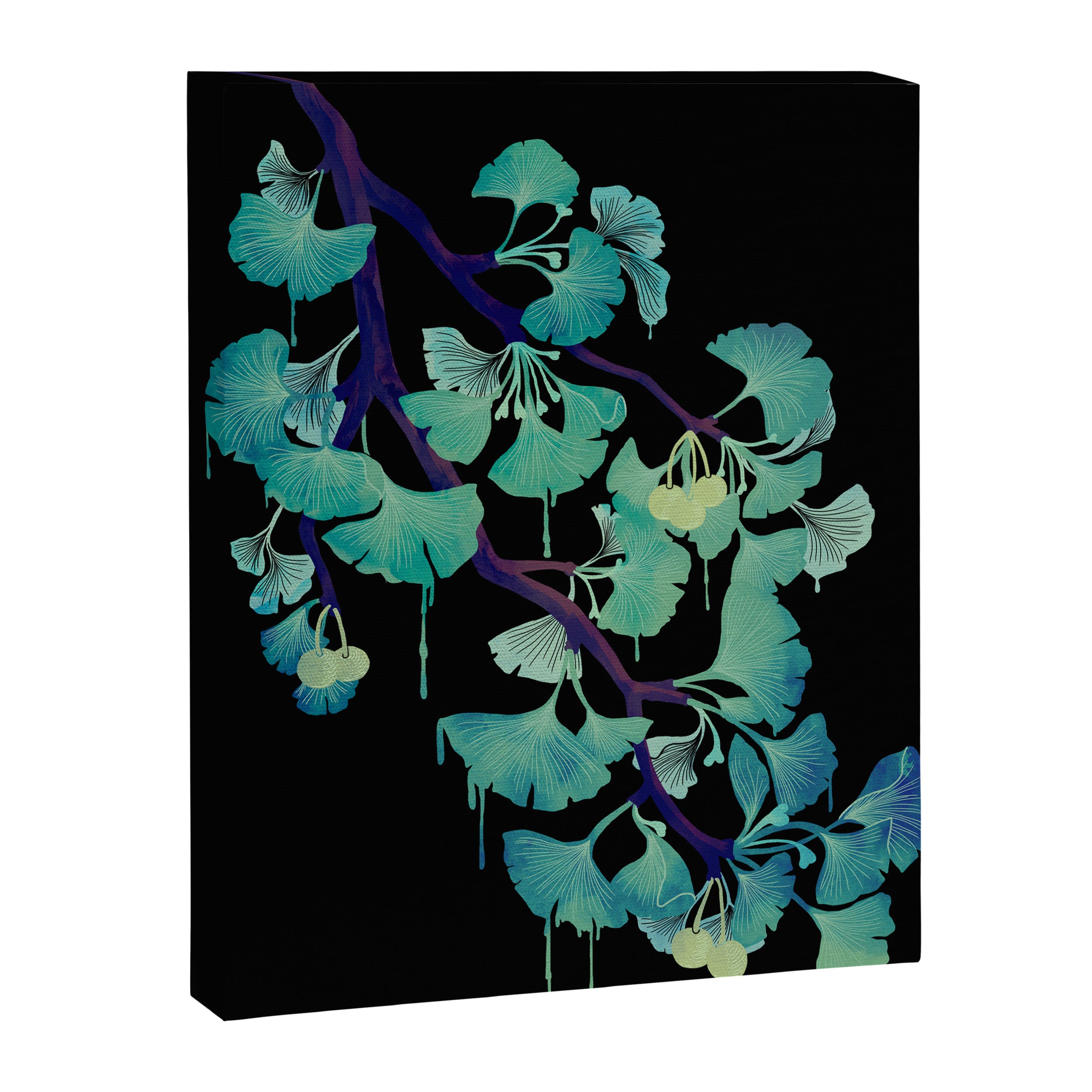 O Ginkgo (on Black) Canvas Print Gallery Image 6