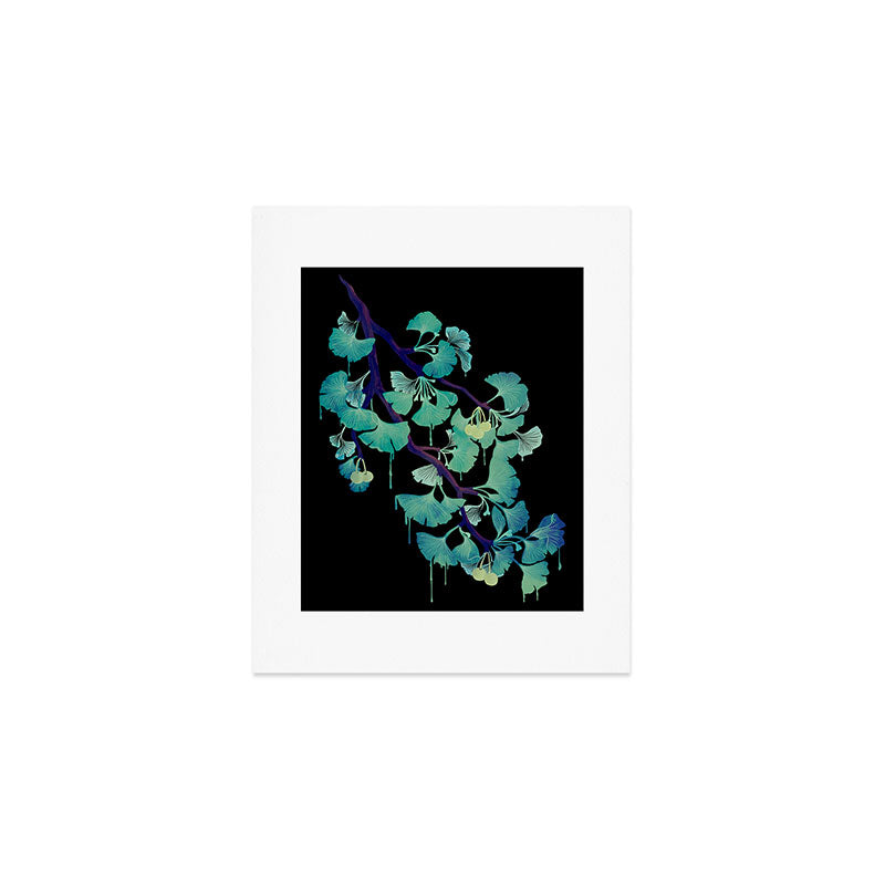 O Ginkgo (on Black) Art Print Gallery Image 1
