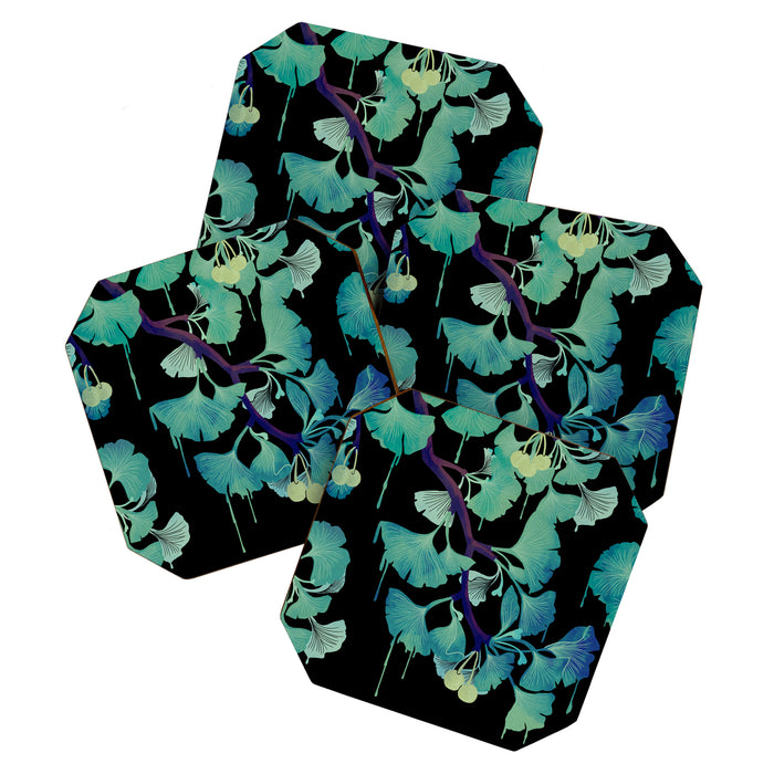 O Ginkgo (on Black) Coaster Gallery Image 1
