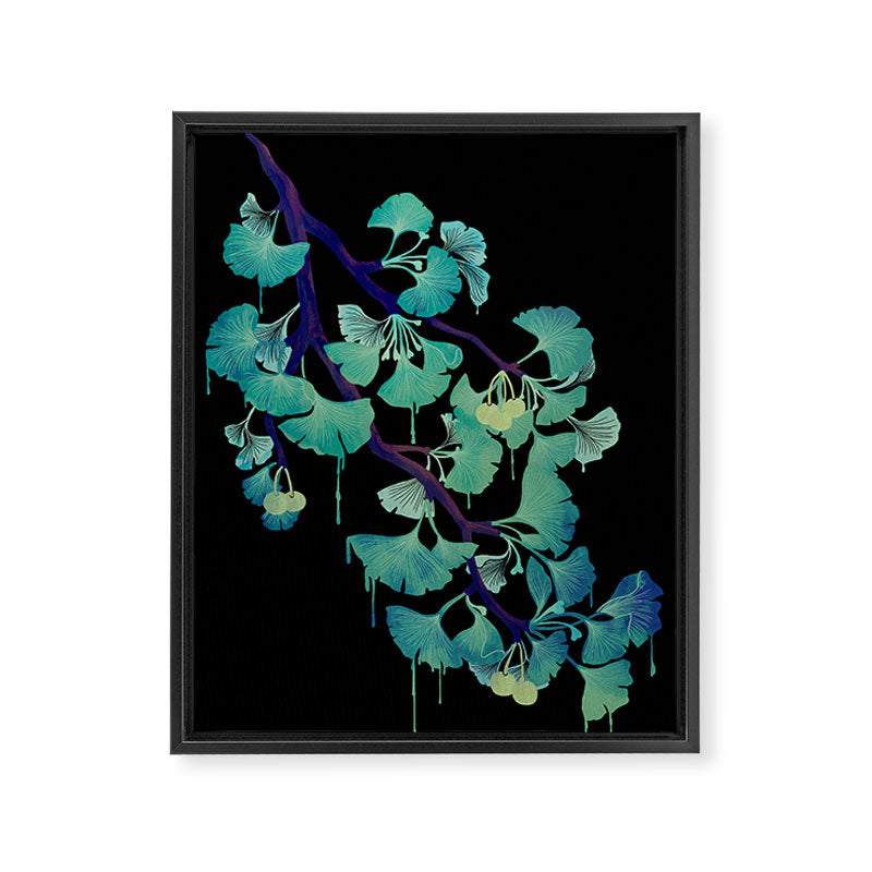 O Ginkgo (on Black) Framed Canvas Print Gallery Image 6
