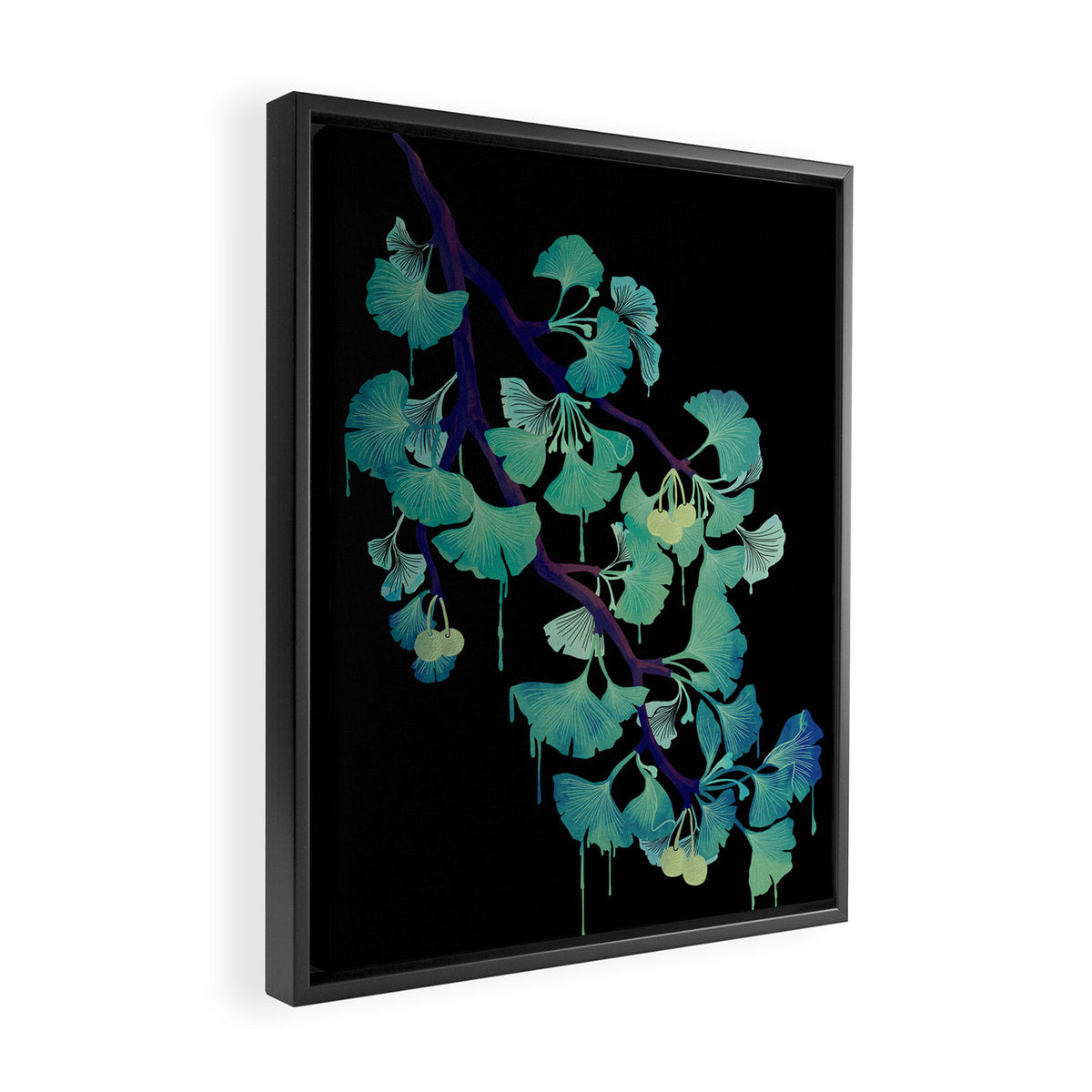O Ginkgo (on Black) Framed Canvas Print Gallery Image 2