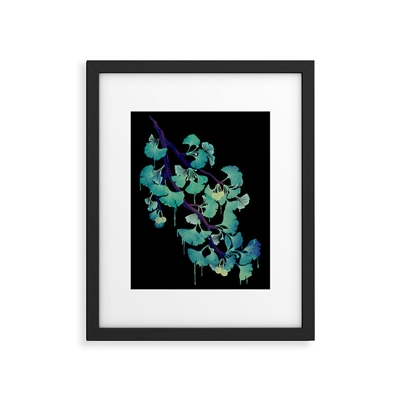 O Ginkgo (on Black) Framed Art Print Gallery Image 5