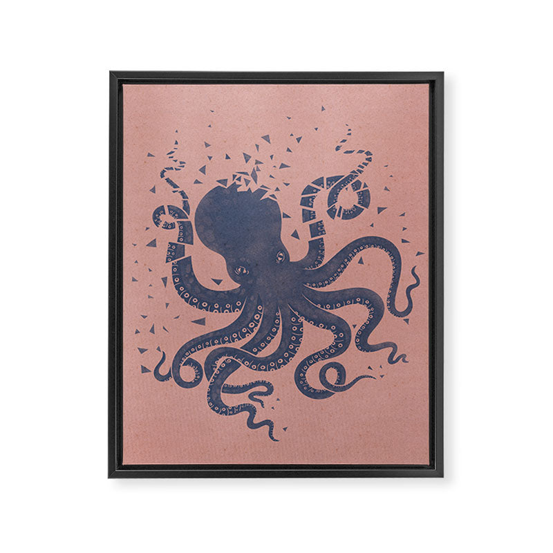 Octopus in the Deep Pastel Version Framed Canvas Print Gallery Image 6