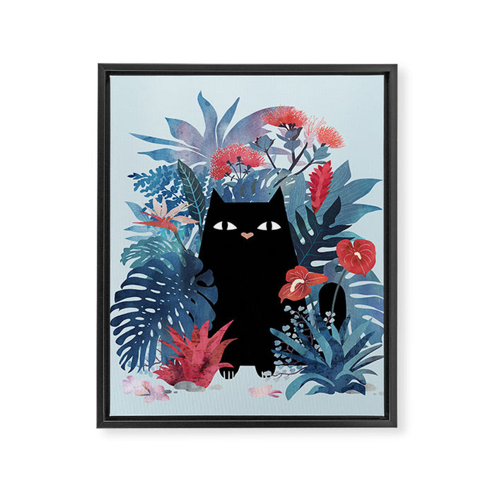 Popoki in Blue Framed Canvas Print Gallery Image 1