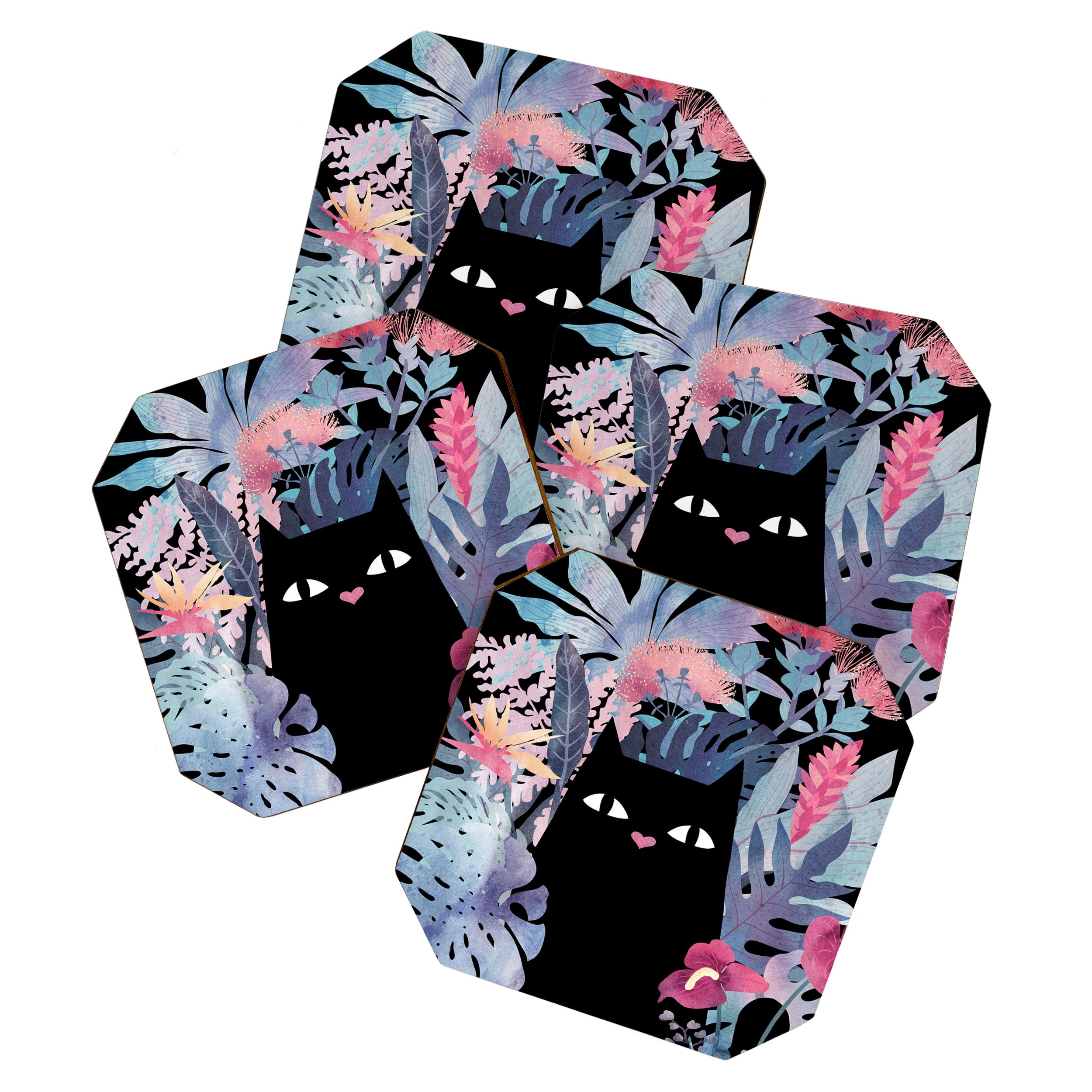 Popoki (Pastel Black Velvet) Coaster Gallery Image 1