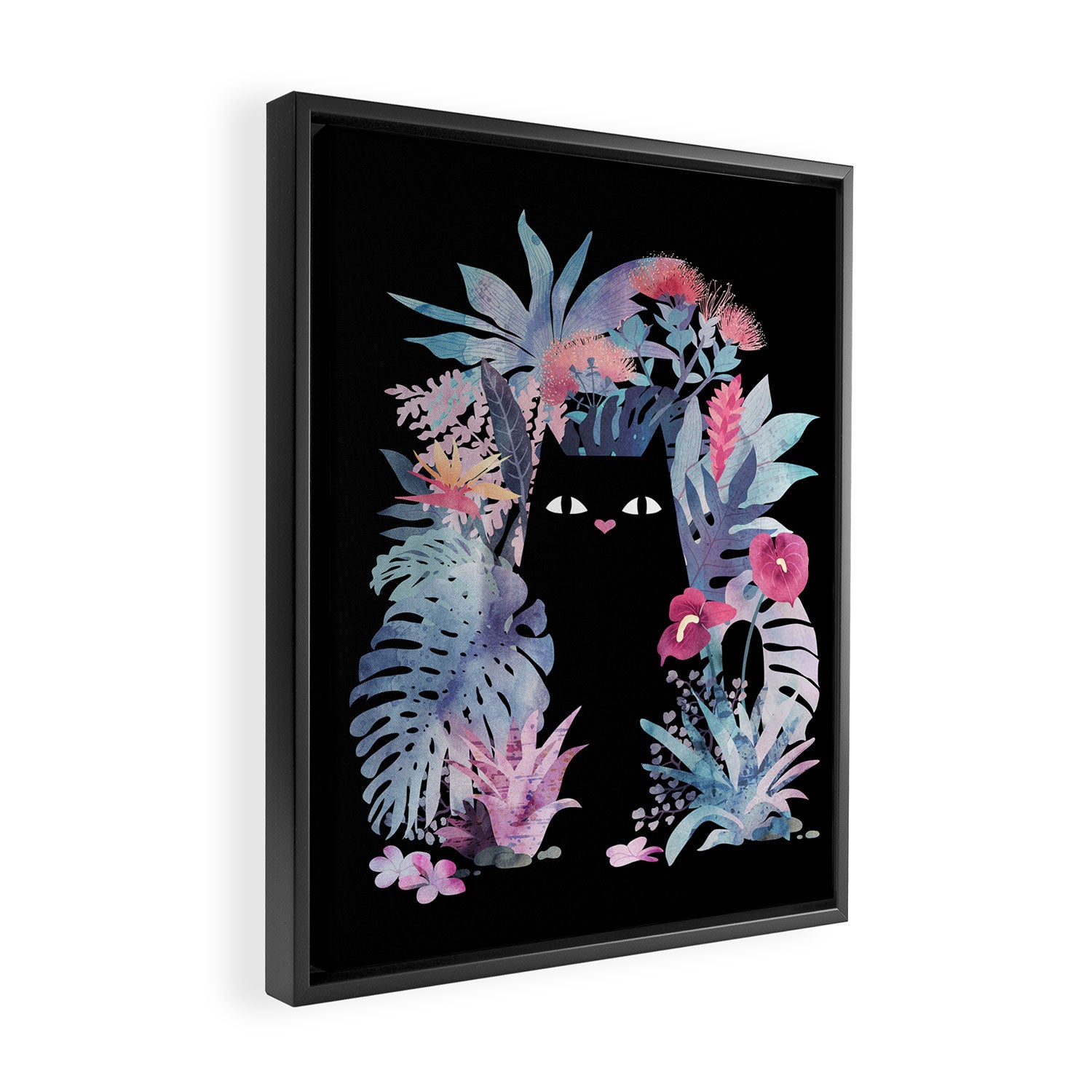 Popoki (Pastel Black Velvet) Framed Canvas Print Gallery Image 2