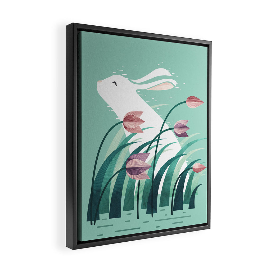 Rabbit, Resting Framed Canvas Print Gallery Image 2