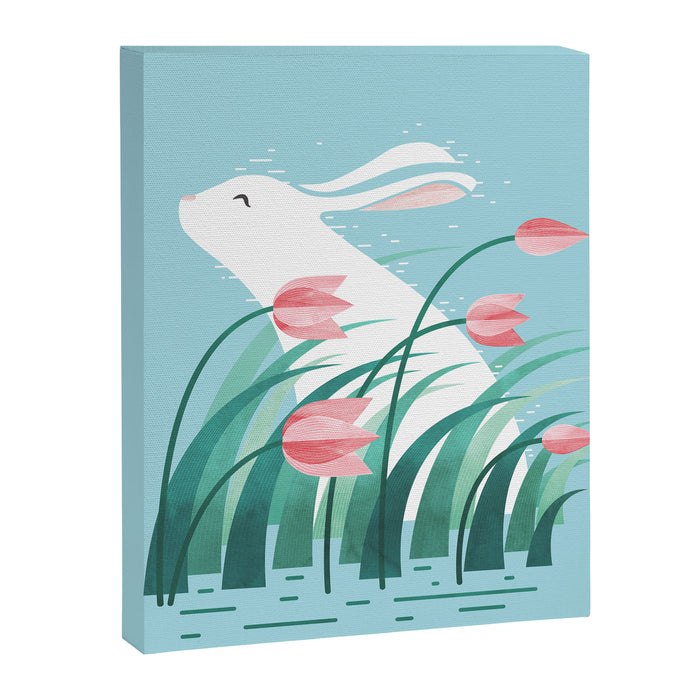 Rabbit Resting, Sky Blue Version Canvas Print Gallery Image 1