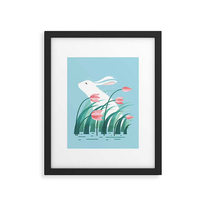 Rabbit Resting, Sky Blue Version Framed Art Print Gallery Image 1