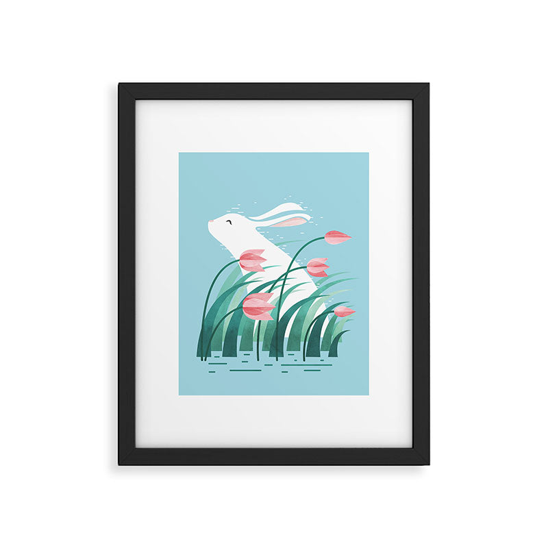 Rabbit Resting, Sky Blue Version Framed Art Print Gallery Image 5