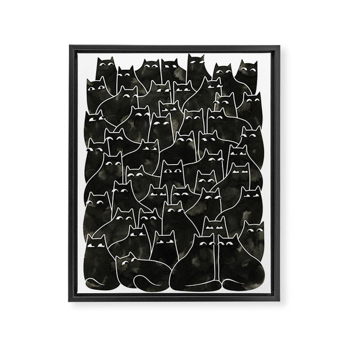 Suspicious Cats Framed Canvas Print Gallery Image 1