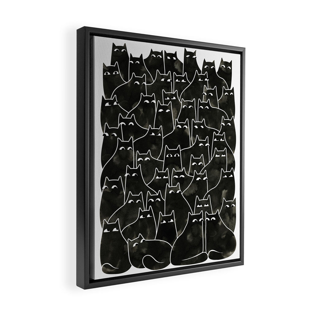 Suspicious Cats Framed Canvas Print Gallery Image 2