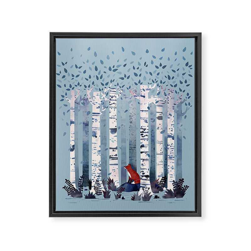 The Birches (in Blue) Framed Canvas Print Gallery Image 8
