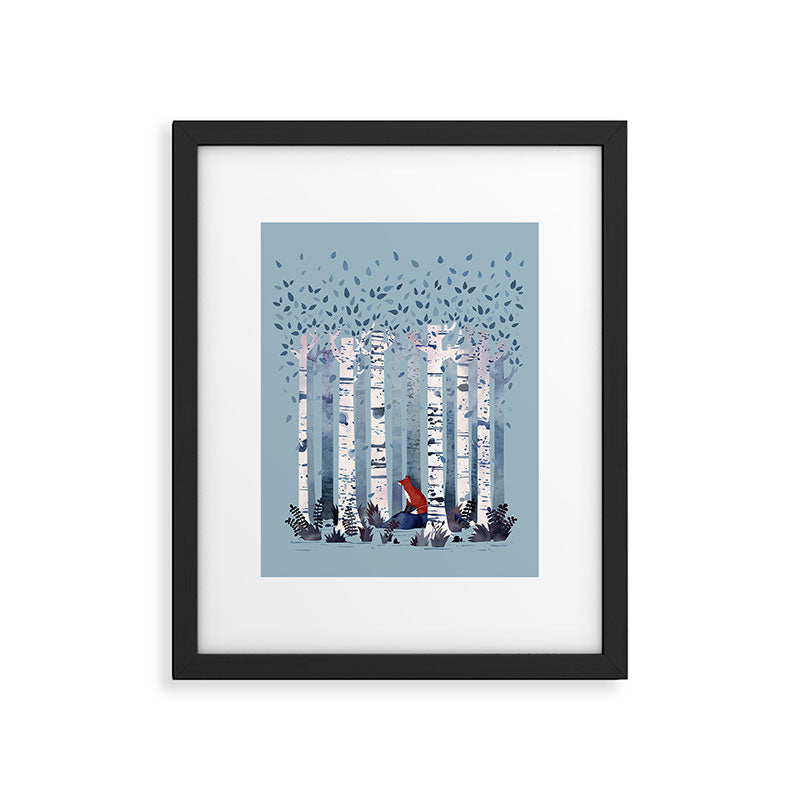 The Birches (in Blue) Framed Art Print Gallery Image 6