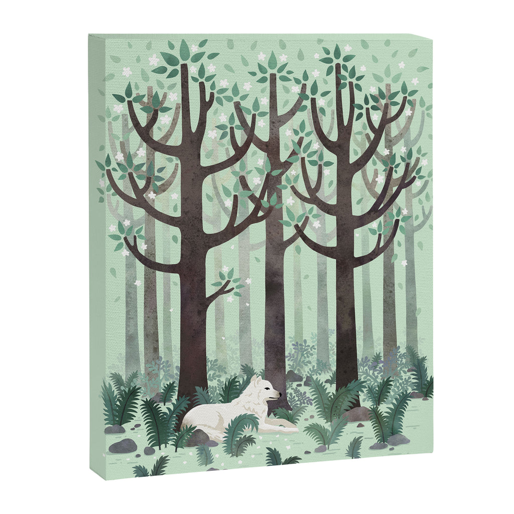 White Wolf in the Flowering Forest Canvas Print Gallery Image 6