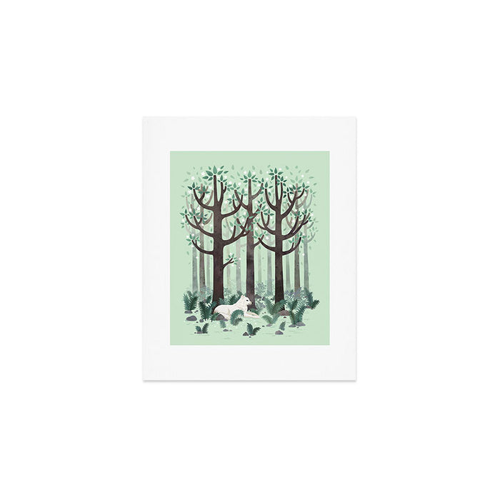 White Wolf in the Flowering Forest Art Print Gallery Image 1