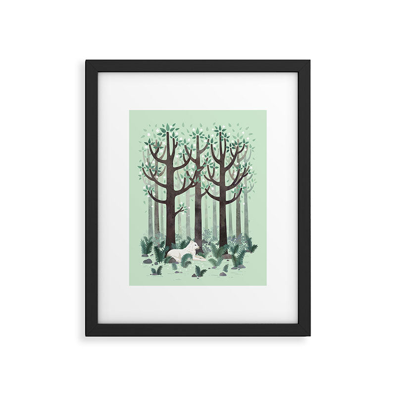 White Wolf in the Flowering Forest Framed Art Print Gallery Image 5