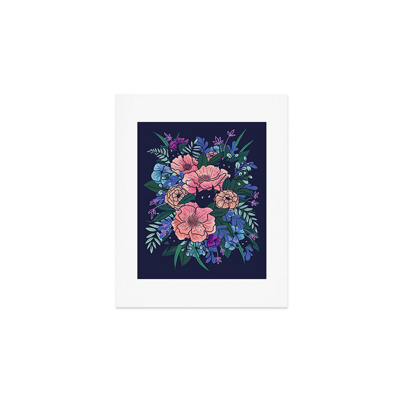 Wild Flowers (on Blue) Art Print Gallery Image 1