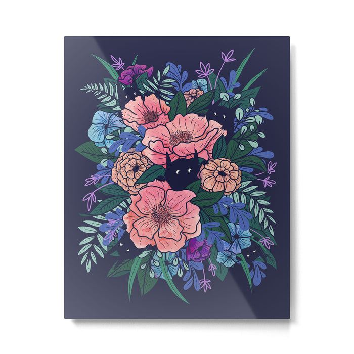 Wild Flowers (on Blue) Metal Print Gallery Image 1