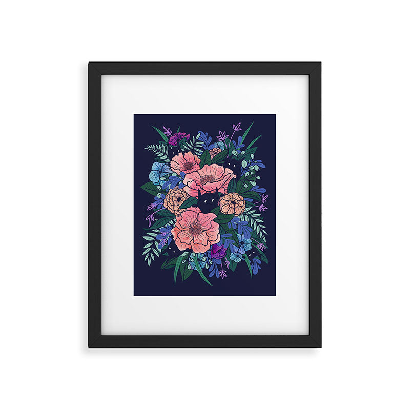 Wild Flowers (on Blue) Framed Art Print Gallery Image 5