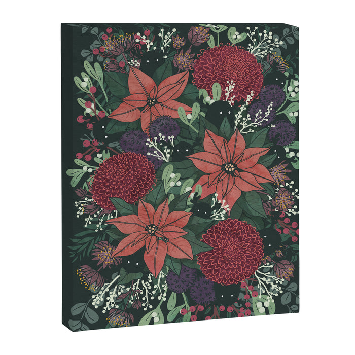 Wild Flowers Winter Bouquet (Enchanting Hidden Monsters in Dark Floral) Canvas Print Gallery Image 1