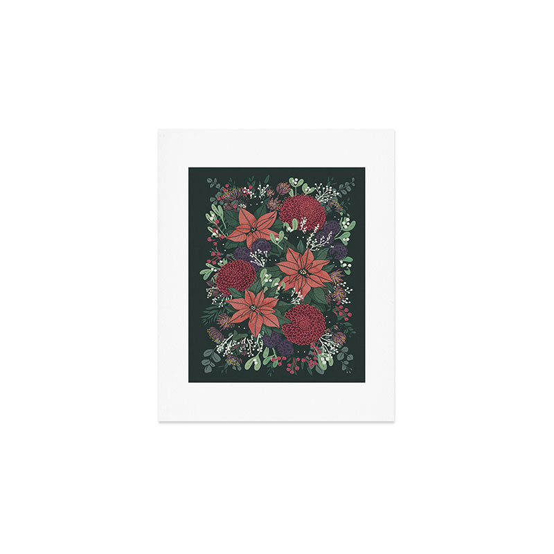 Wild Flowers Winter Bouquet (Enchanting Hidden Monsters in Dark Floral) Art Print Gallery Image 1