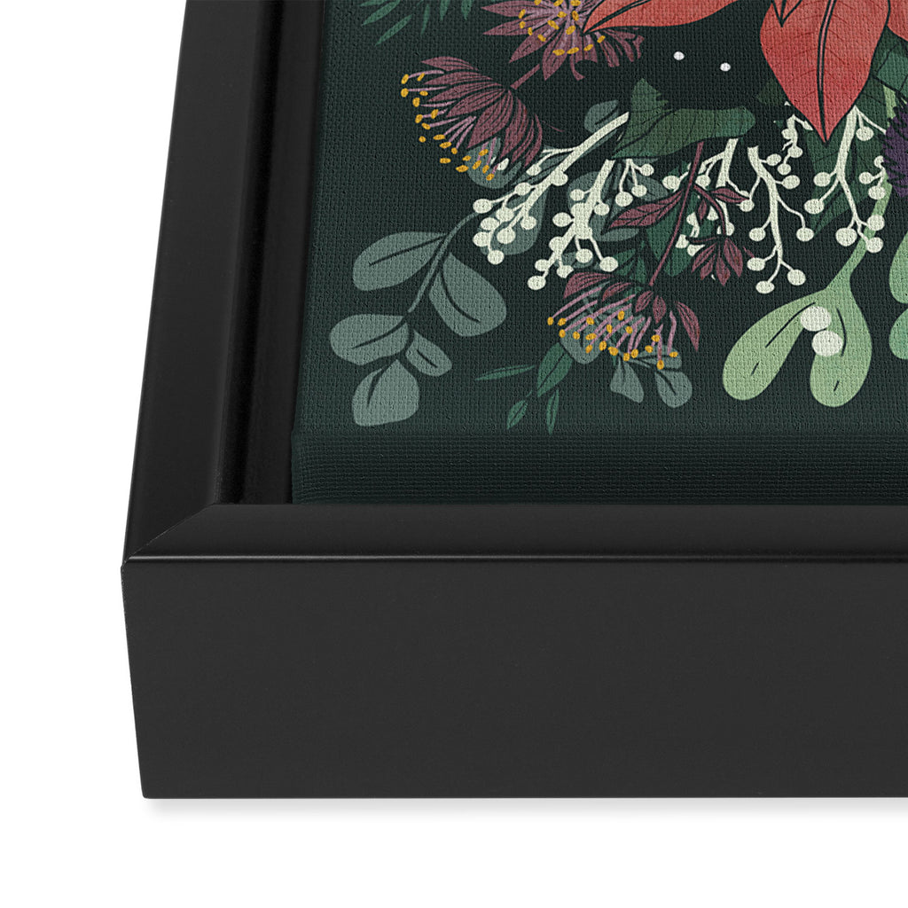 Wild Flowers Winter Bouquet (Enchanting Hidden Monsters in Dark Floral) Framed Canvas Print Gallery Image 3