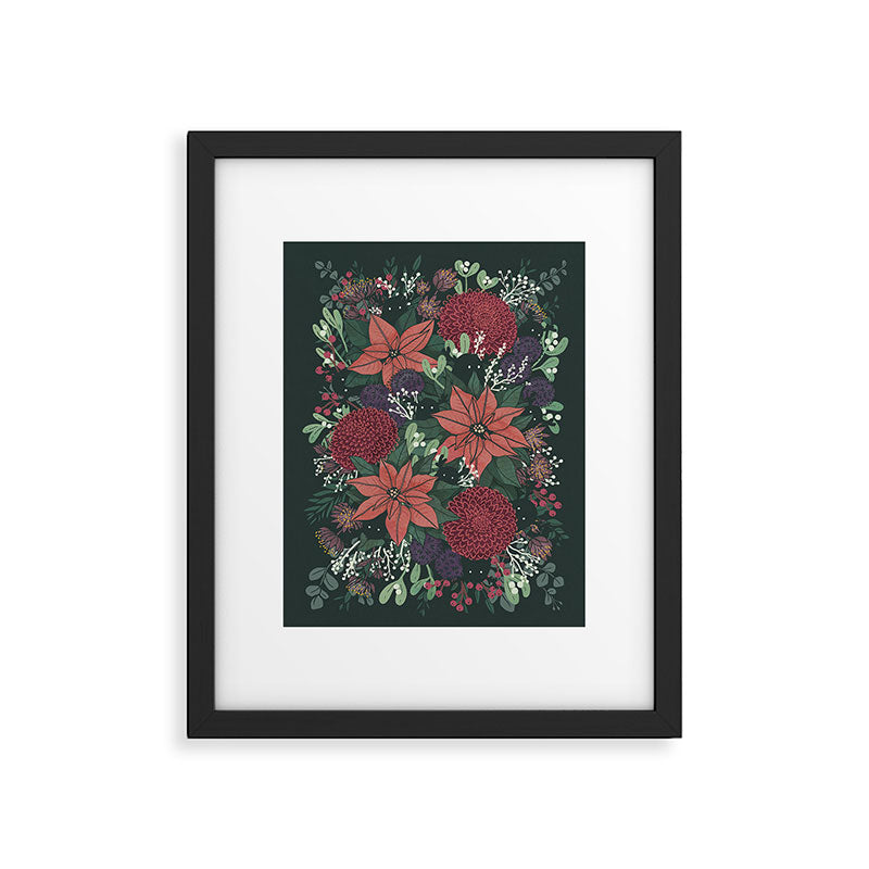 Wild Flowers Winter Bouquet (Enchanting Hidden Monsters in Dark Floral) Framed Art Print Gallery Image 5