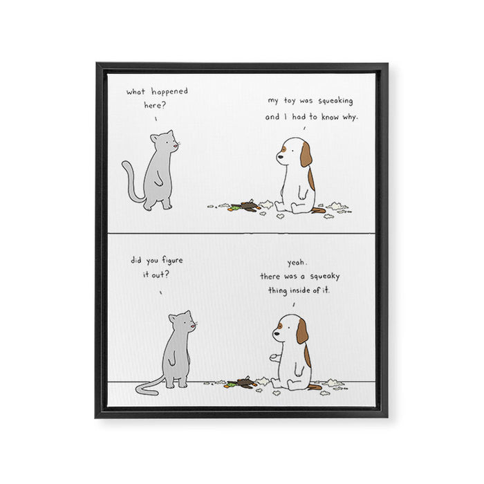SQUEAKY Framed Canvas Print Gallery Image 1