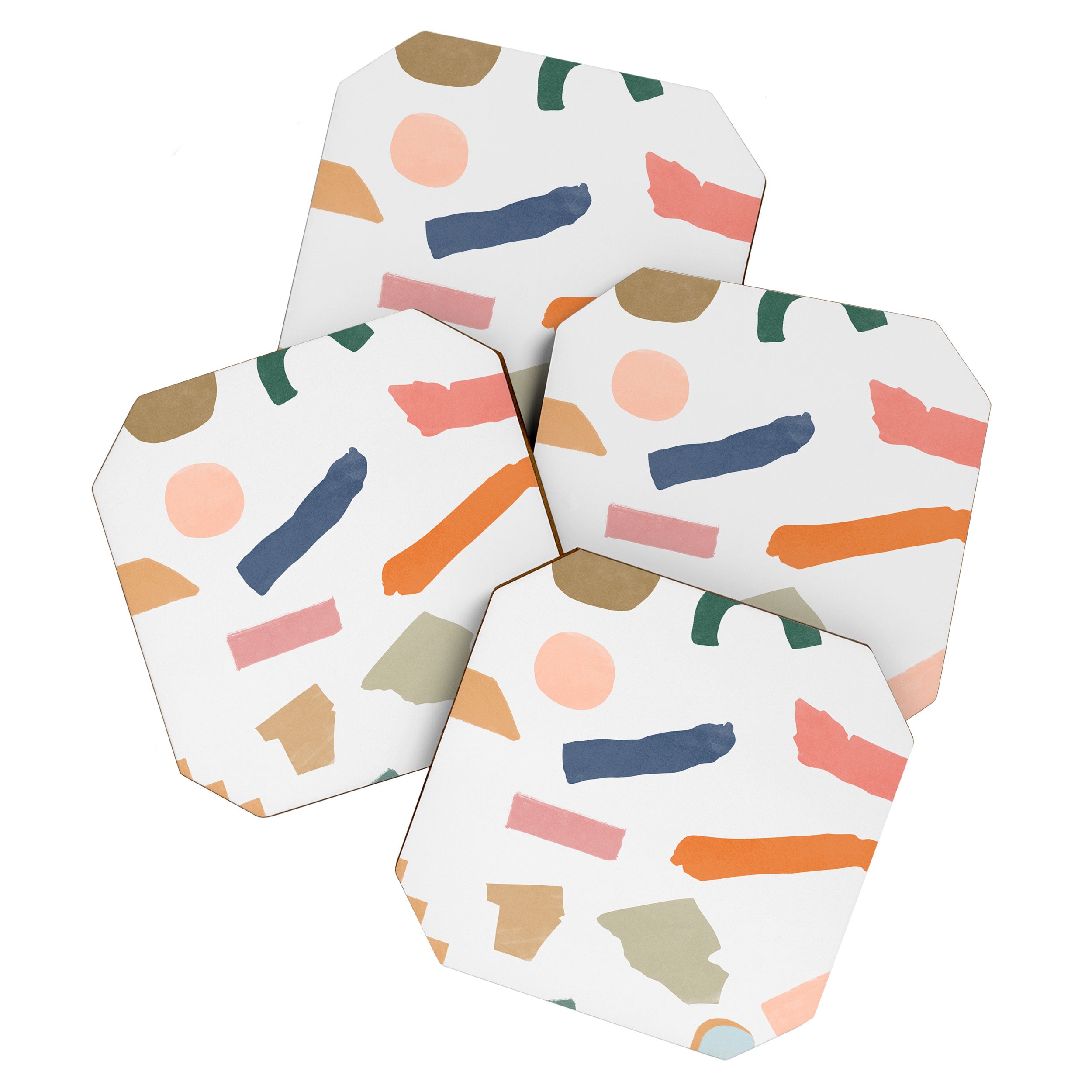 Mix of color shapes happy artwork Coaster Gallery Image 1