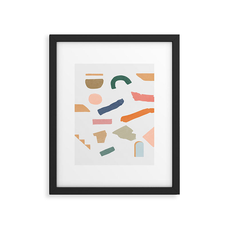 Mix of color shapes happy artwork Framed Art Print Gallery Image 5