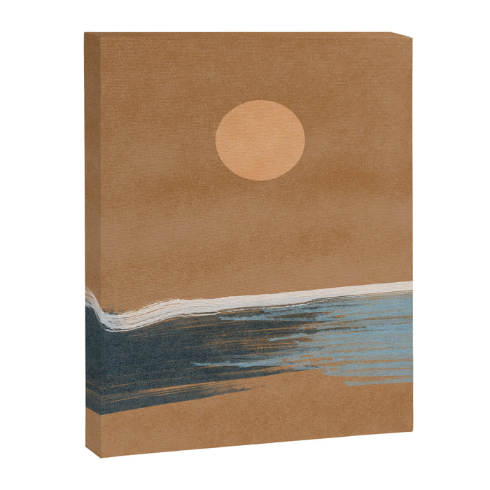 Sunset with minimal shapes on kraft paper Canvas Print Gallery Image 1
