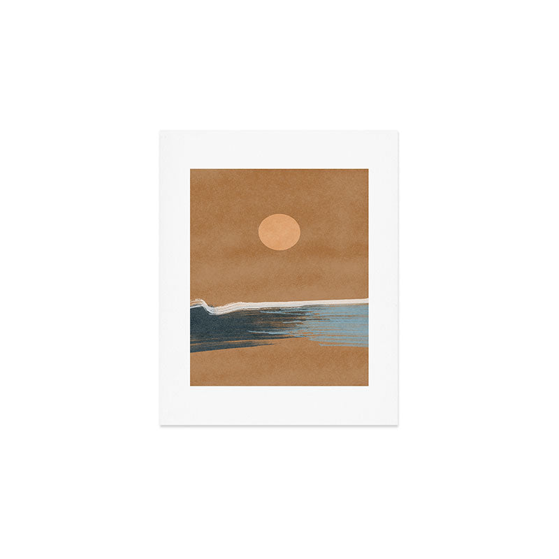 Sunset with minimal shapes on kraft paper Art Print Gallery Image 1