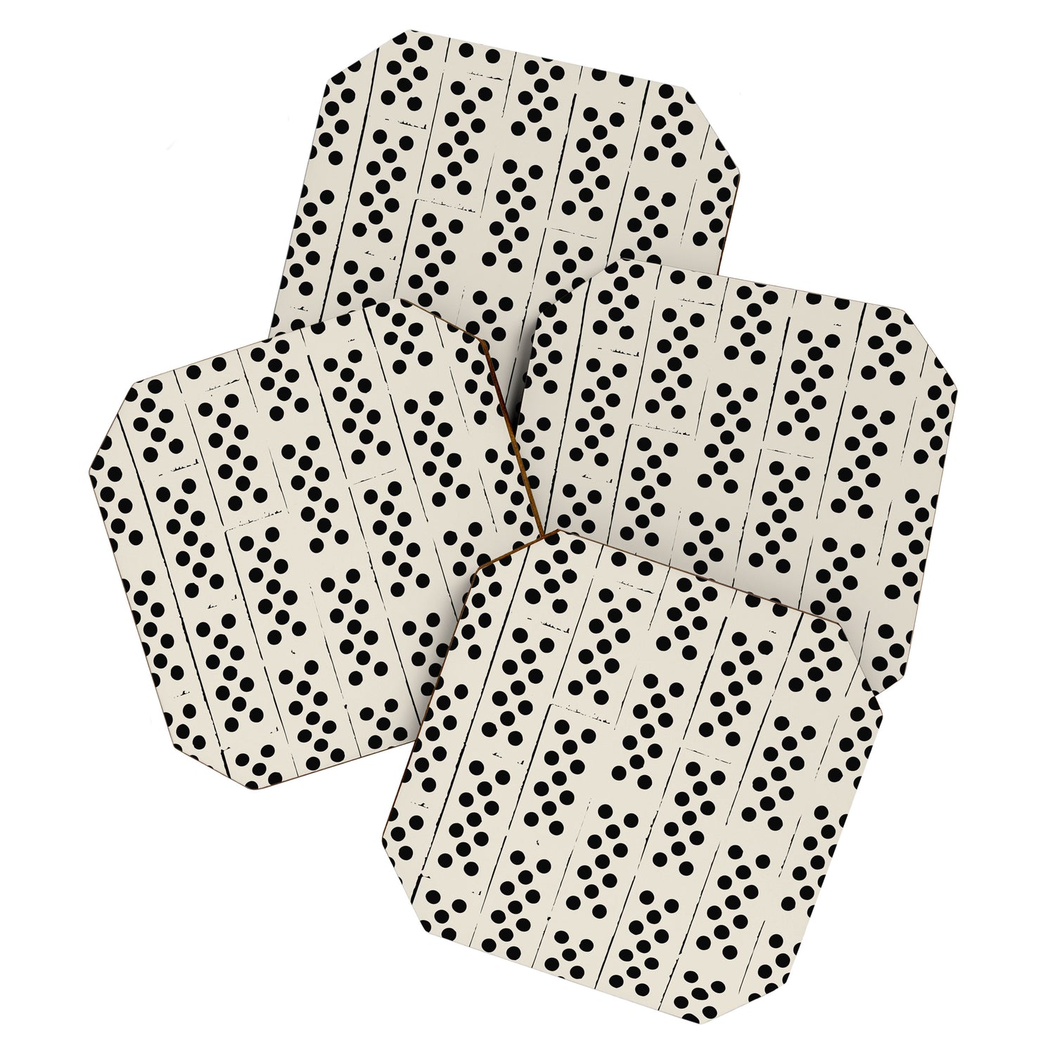 Dominos Pattern - monochrome hand-drawn  Coaster Gallery Image 1