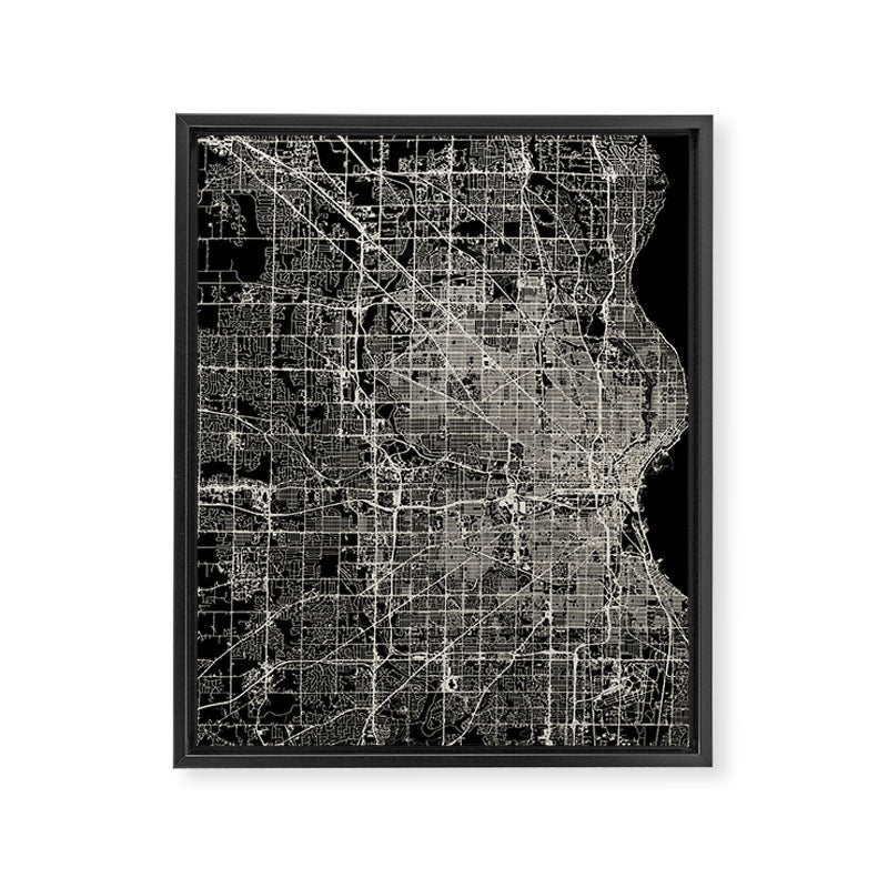 Milwaukee City Map Framed Canvas Print Gallery Image 8