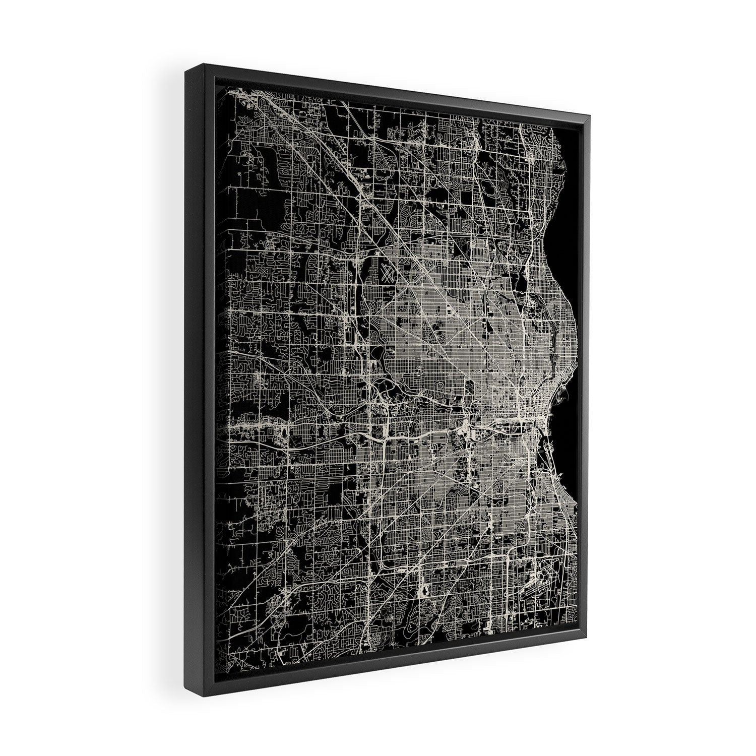 Milwaukee City Map Framed Canvas Print Gallery Image 2