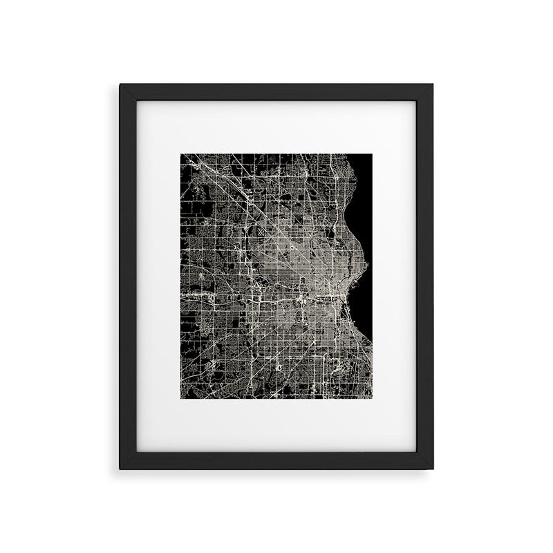 Milwaukee City Map Framed Art Print Gallery Image 6