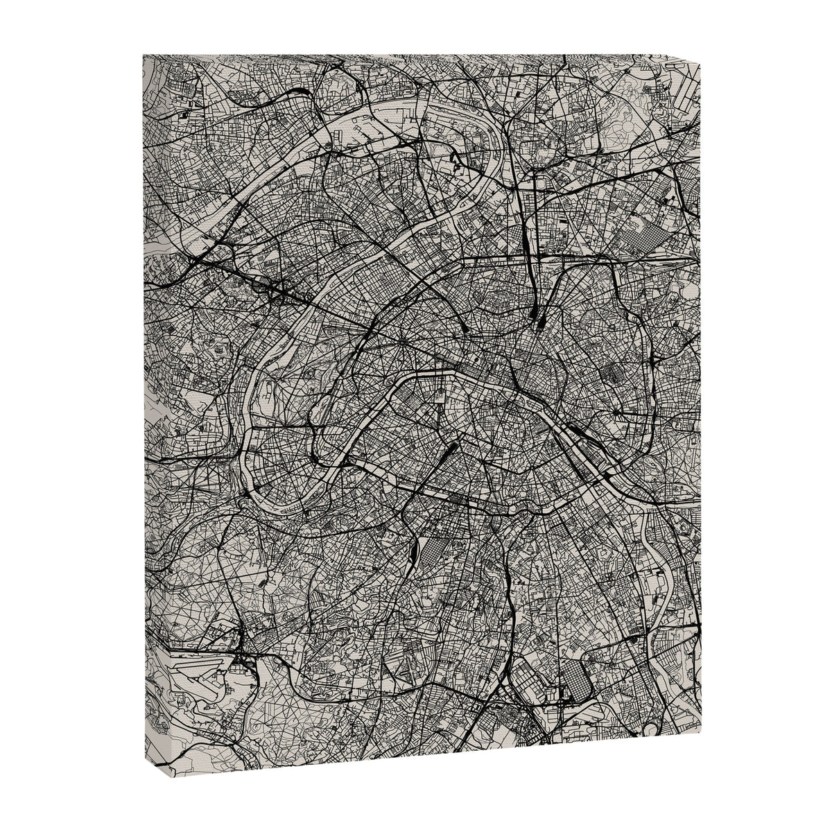 Paris Map - Black&White City Maps Canvas Print Gallery Image 8