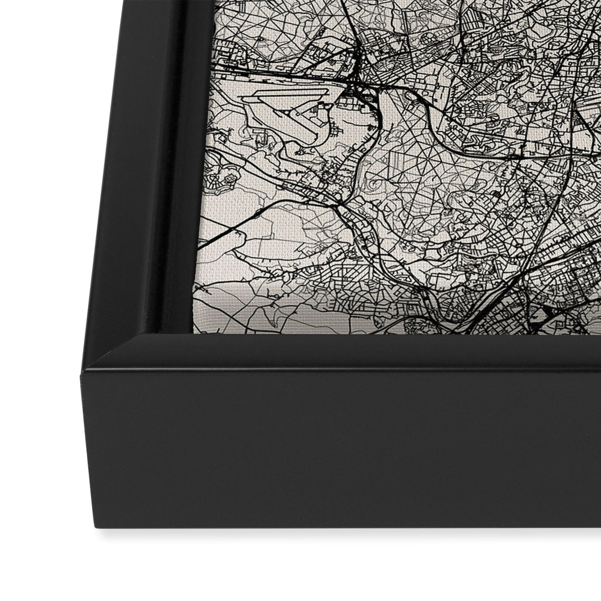 Paris Map - Black&White City Maps Framed Canvas Print Gallery Image 3
