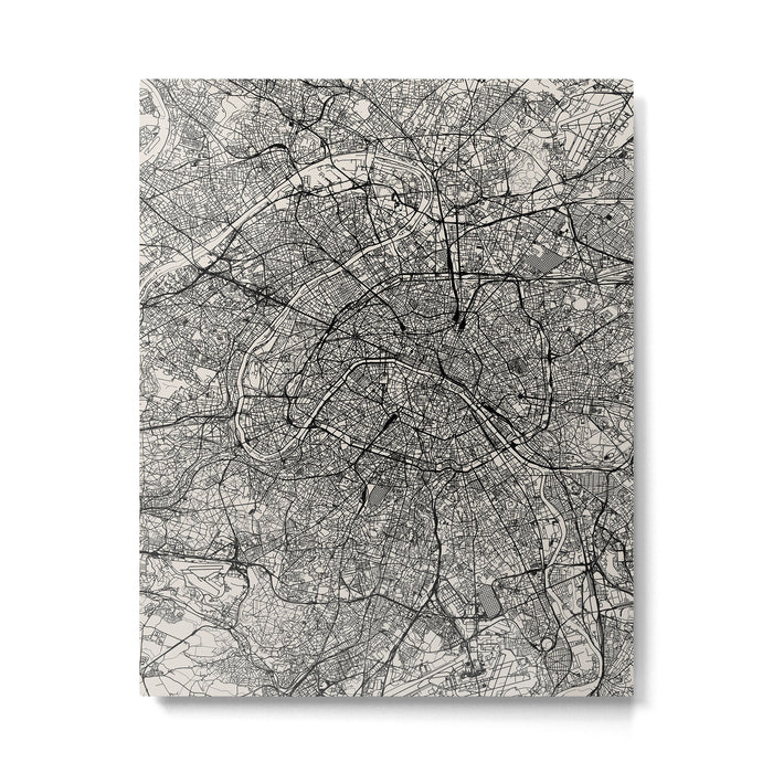 Paris Map - Black&White City Maps Metal Print Gallery Image 1