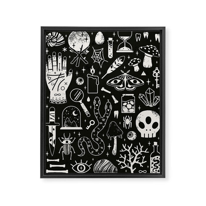 Curiosities: Bone Black Framed Canvas Print Gallery Image 1