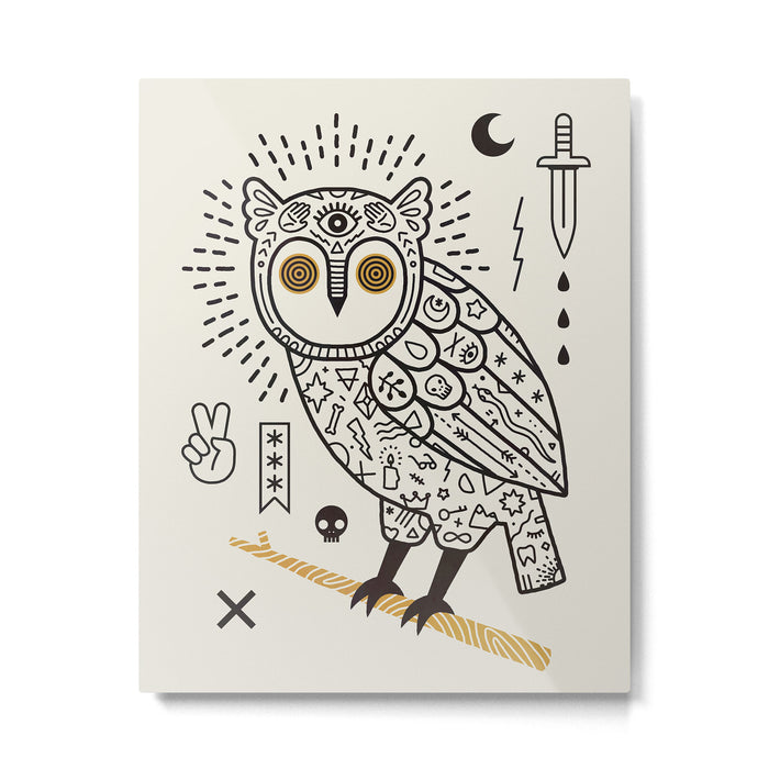 Hypno Owl Metal Print Gallery Image 1