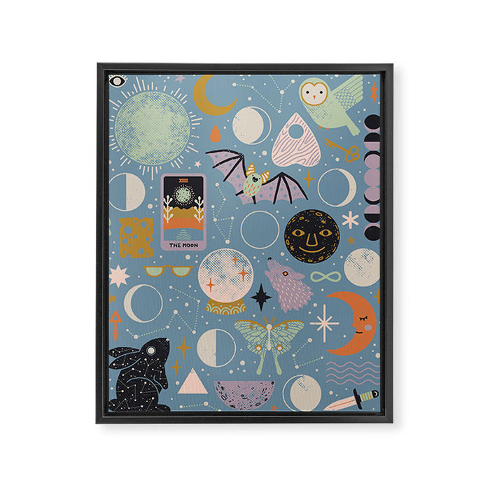 Lunar Pattern: Blue Moon Framed Canvas Print Gallery Image 1