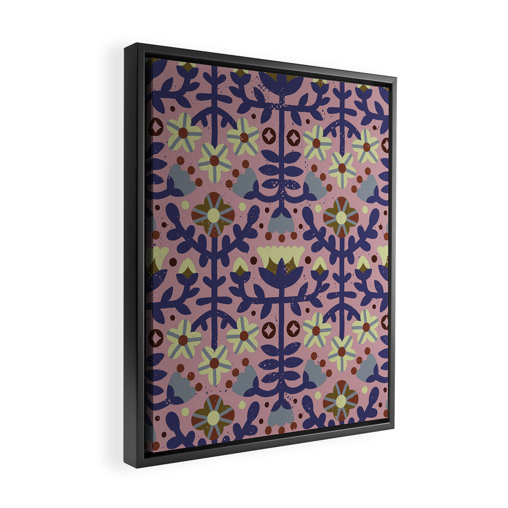Playful Folk Floral Framed Canvas Print Gallery Image 2